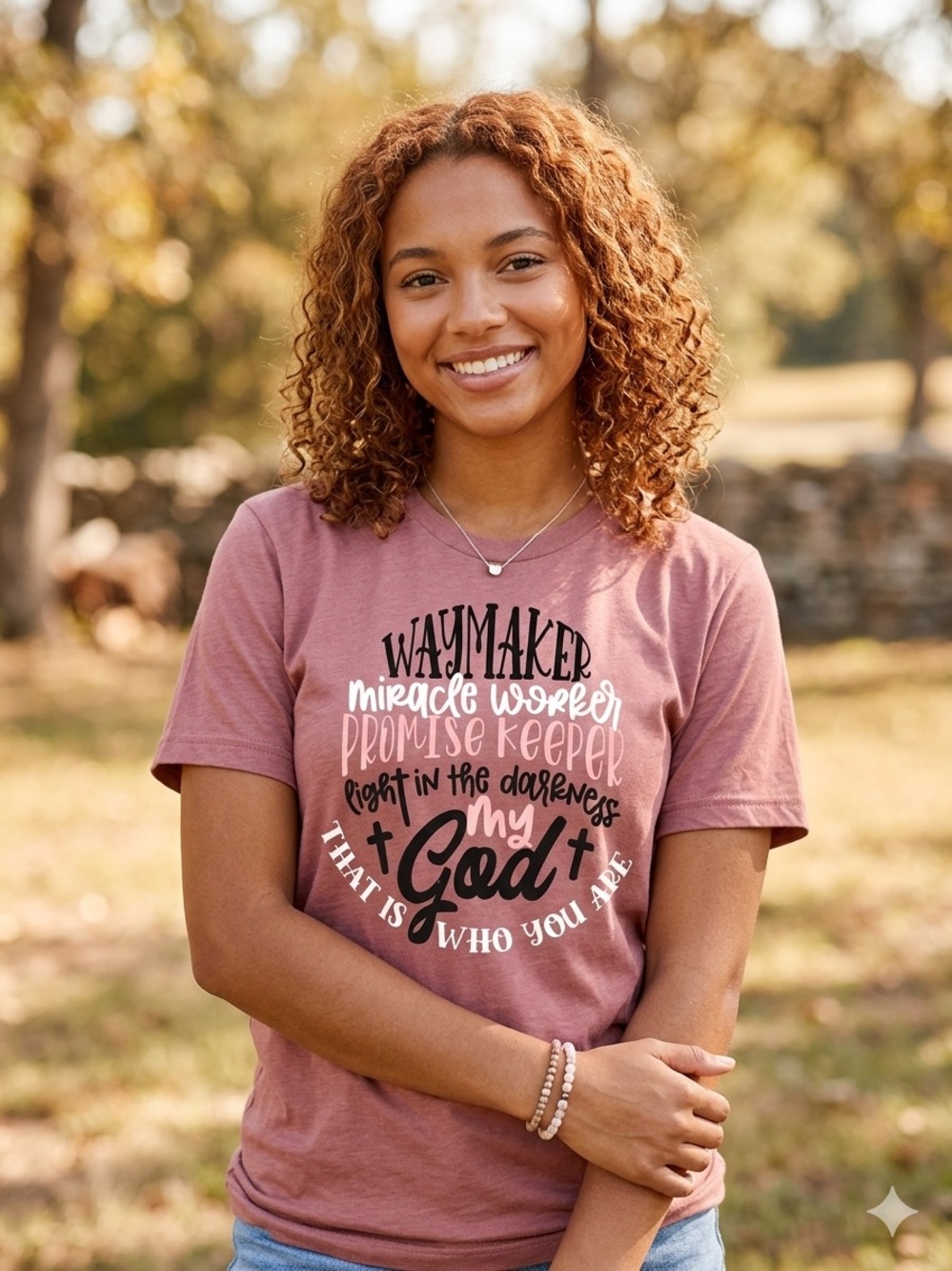Waymaker Graphic Tee - Dusty Rose Short Sleeve Top